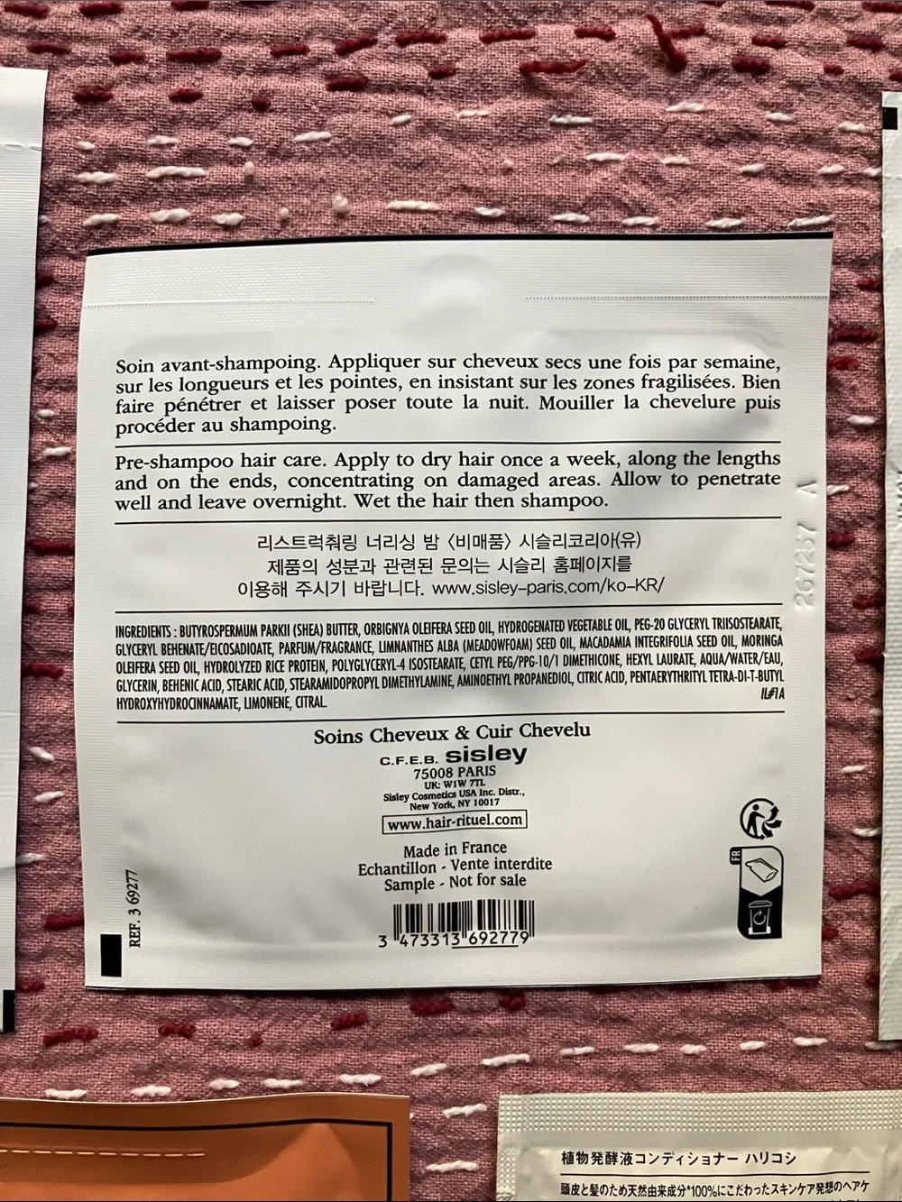 Shampoo and conditioner samples